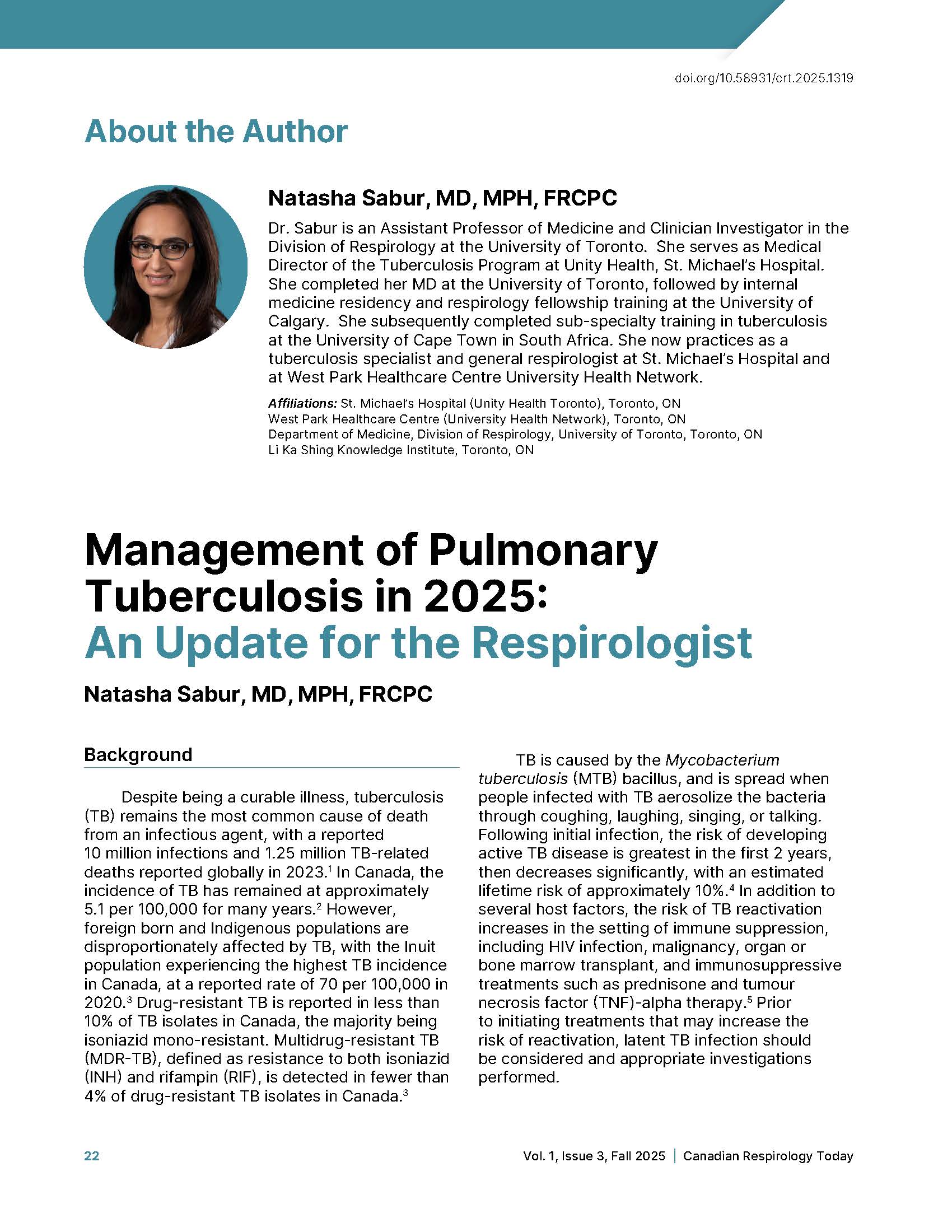 Management of Pulmonary Tuberculosis in 2025: An Update for the ...